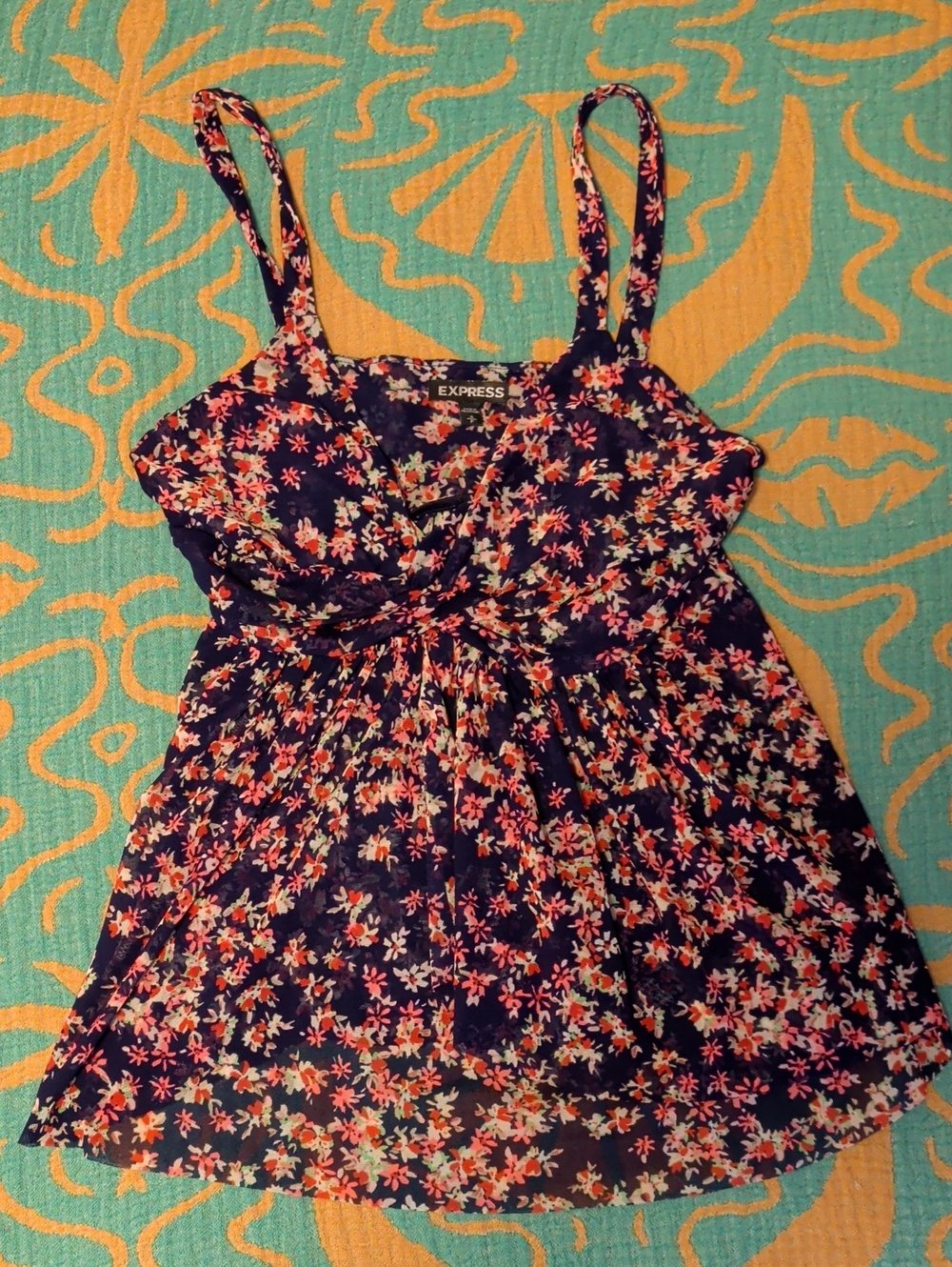 Express Navy Floral Spaghetti-Strap Camisole
